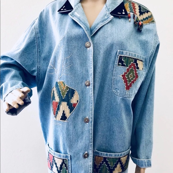 tribal denim jacket